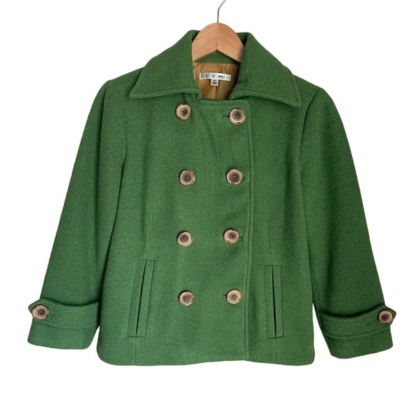 Cabi Lime Green Wool Blend Short Double Breast Peacoat Winter Jacket Size: S‎ - Picture 8 of 9